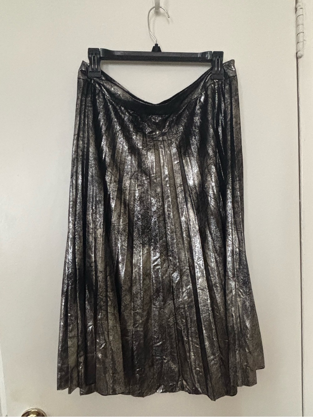 Zara Metallic Pleated Midi Skirt